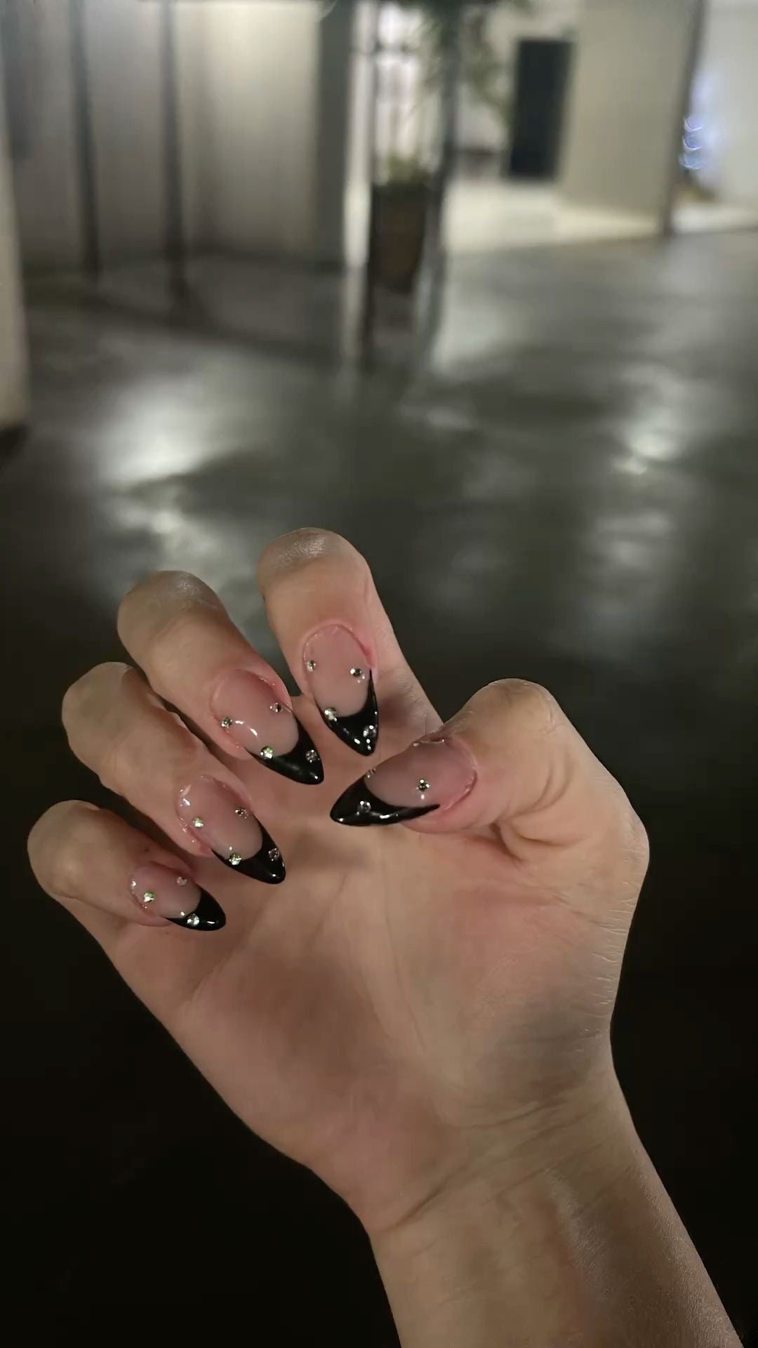 Black Rhinestone French